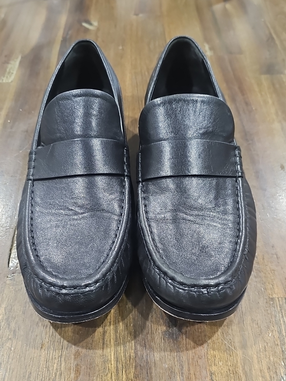 COS Classic Black Leather Penny Loafers for Women
